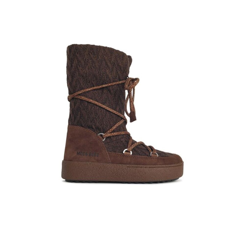 Moonboot 'Ltrack' Knit Cocoa Wool Blend Boots Women